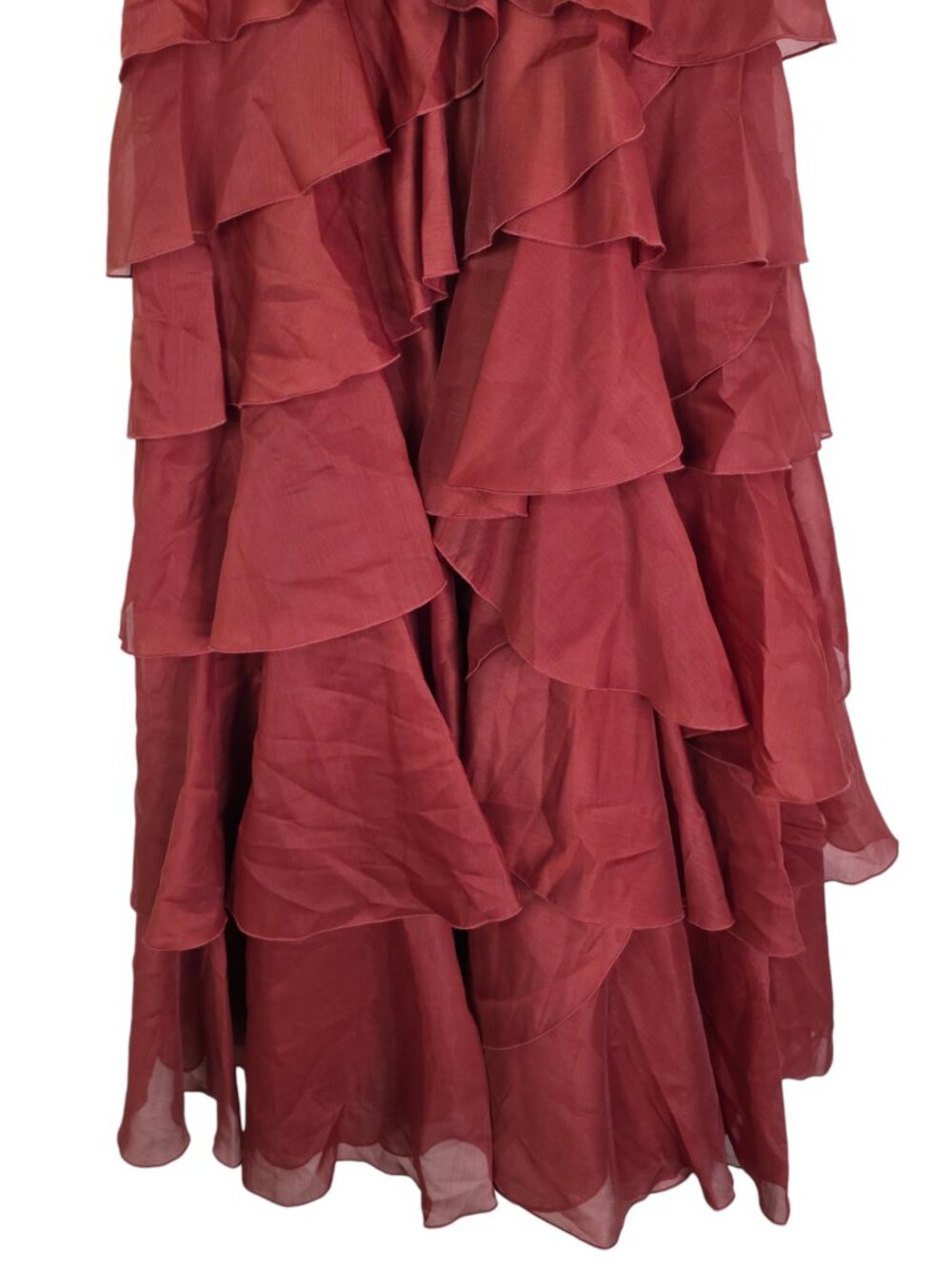 Aje Cleo Gown Rust Brown Orange Ruffle Chiffon Maxi Dress NWT Size AU 8 US 4 - Picture 7 of 13